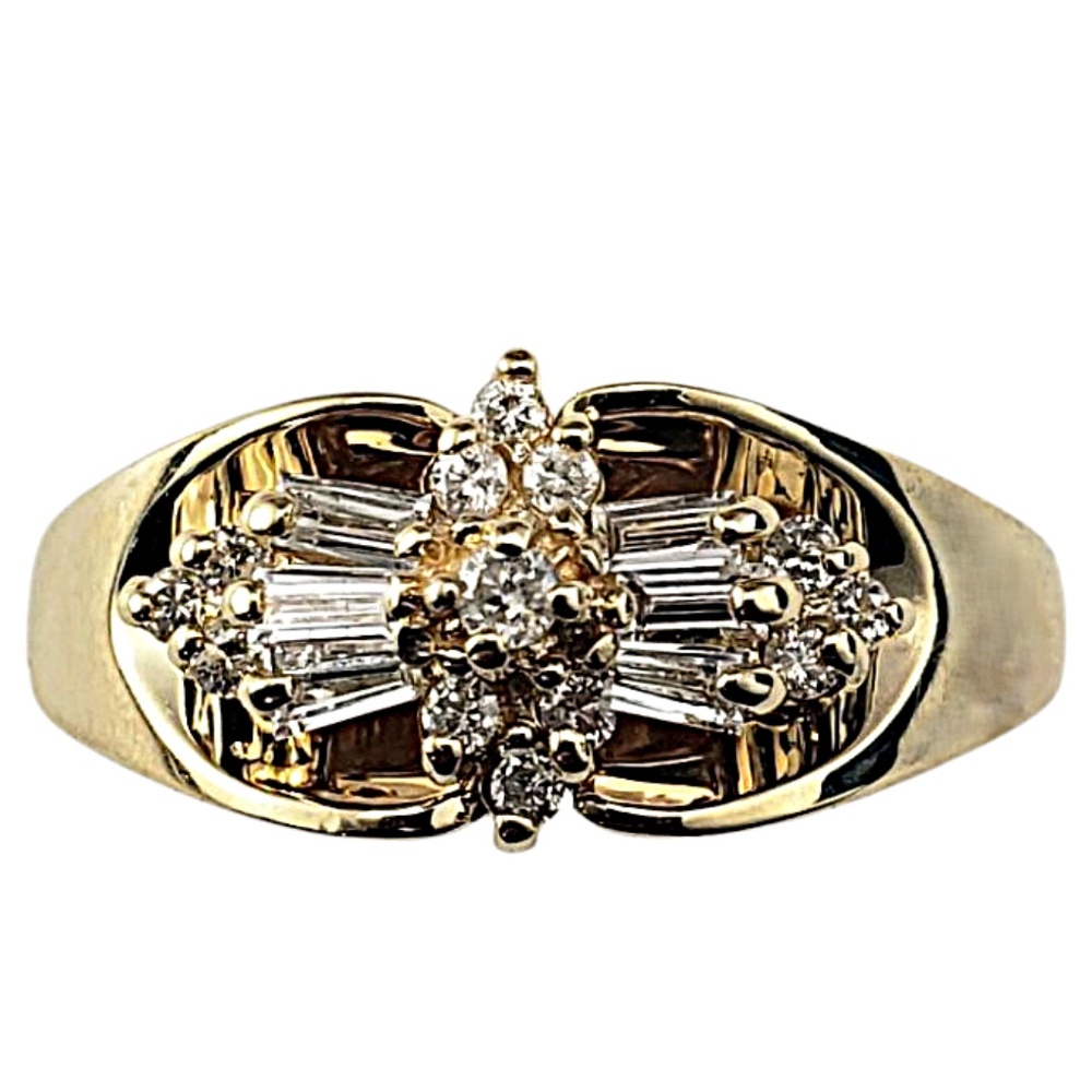 14 Karat Yellow Gold and Diamond Ring Size 7 #21435